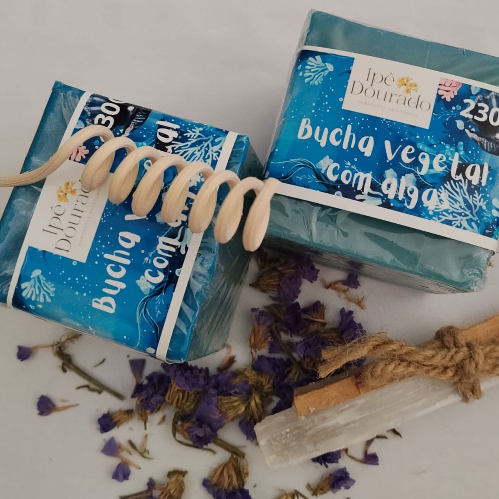 Sabonete de algas marinhas com bucha vegetal
